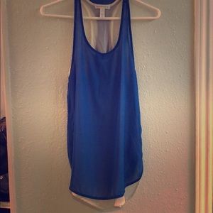 Blue/White Layered Flowy Tank Top